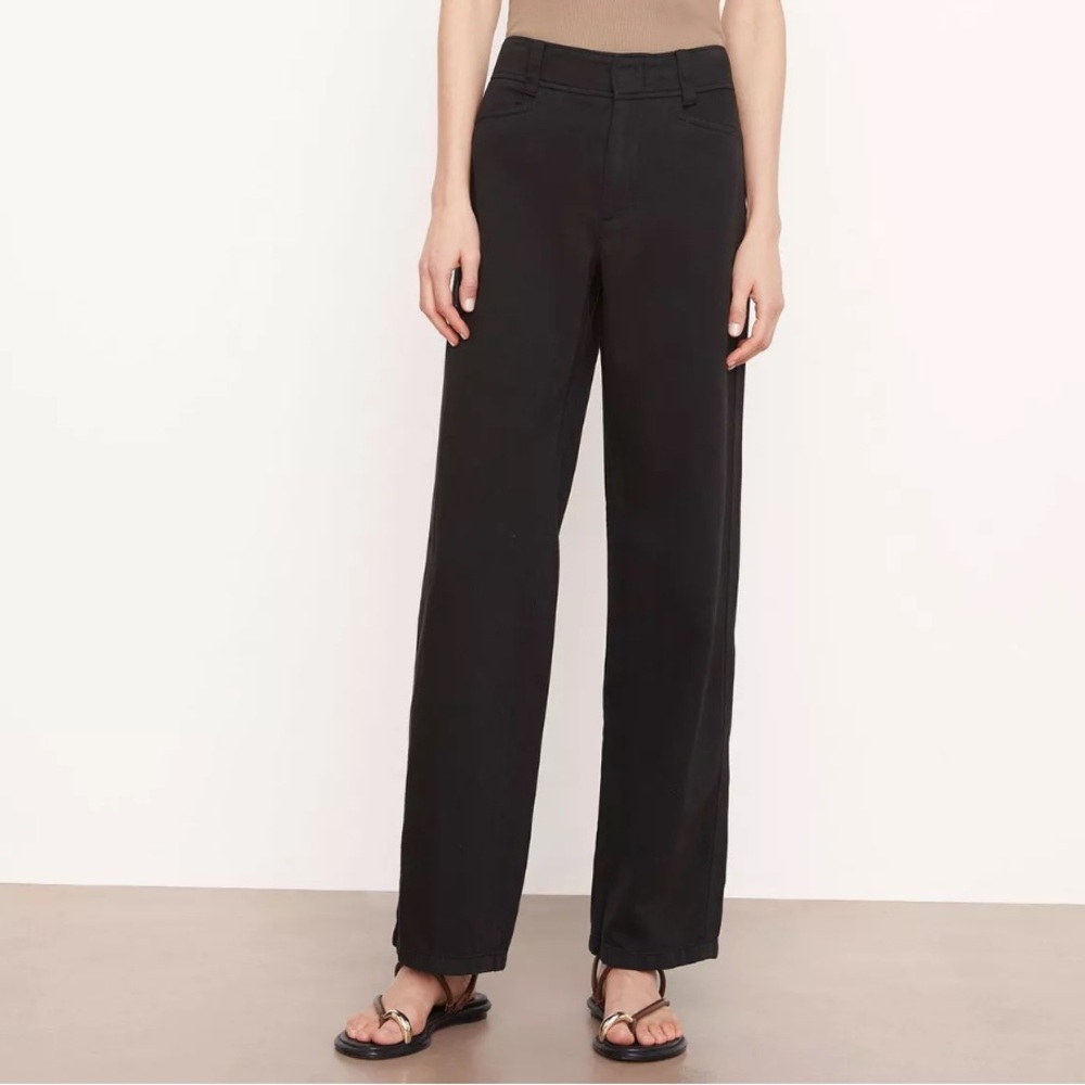 Vince High-Waisted Black Cotton Blend Pants
